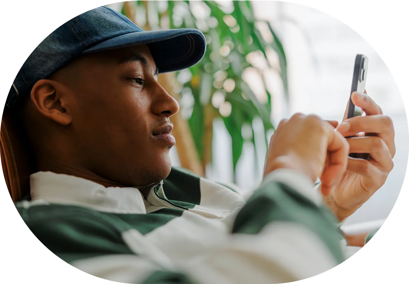 Student looking at a cell phone