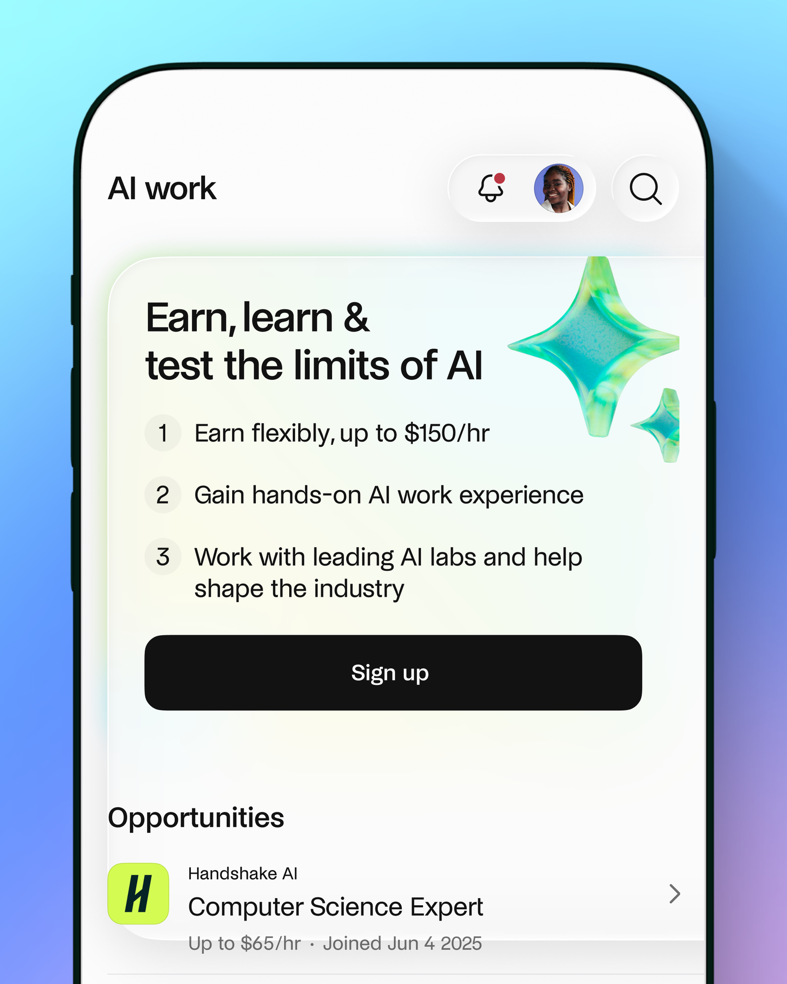 AI work in the Handshake app