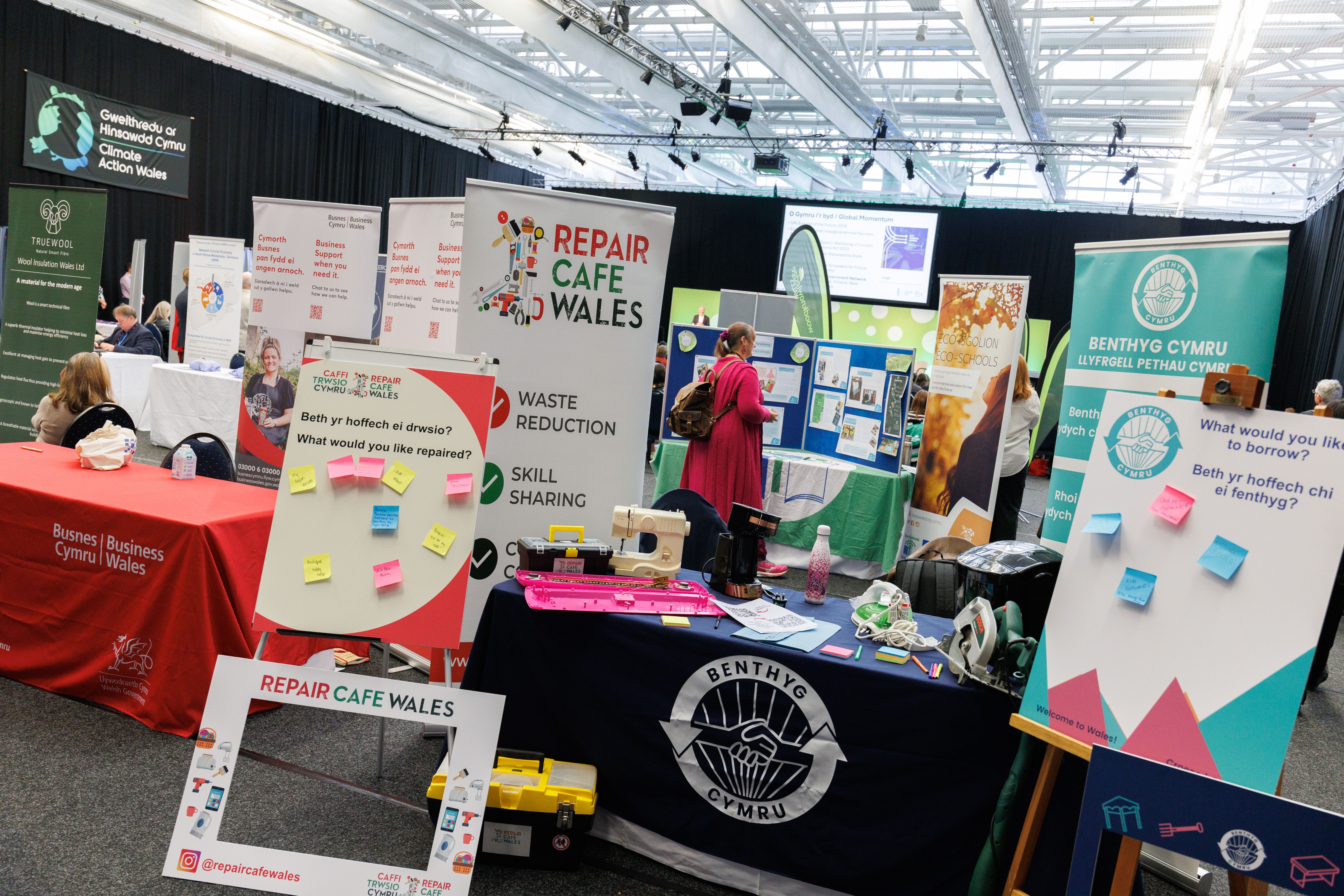 Repair Café Wales and Benthyg Cymru stand.