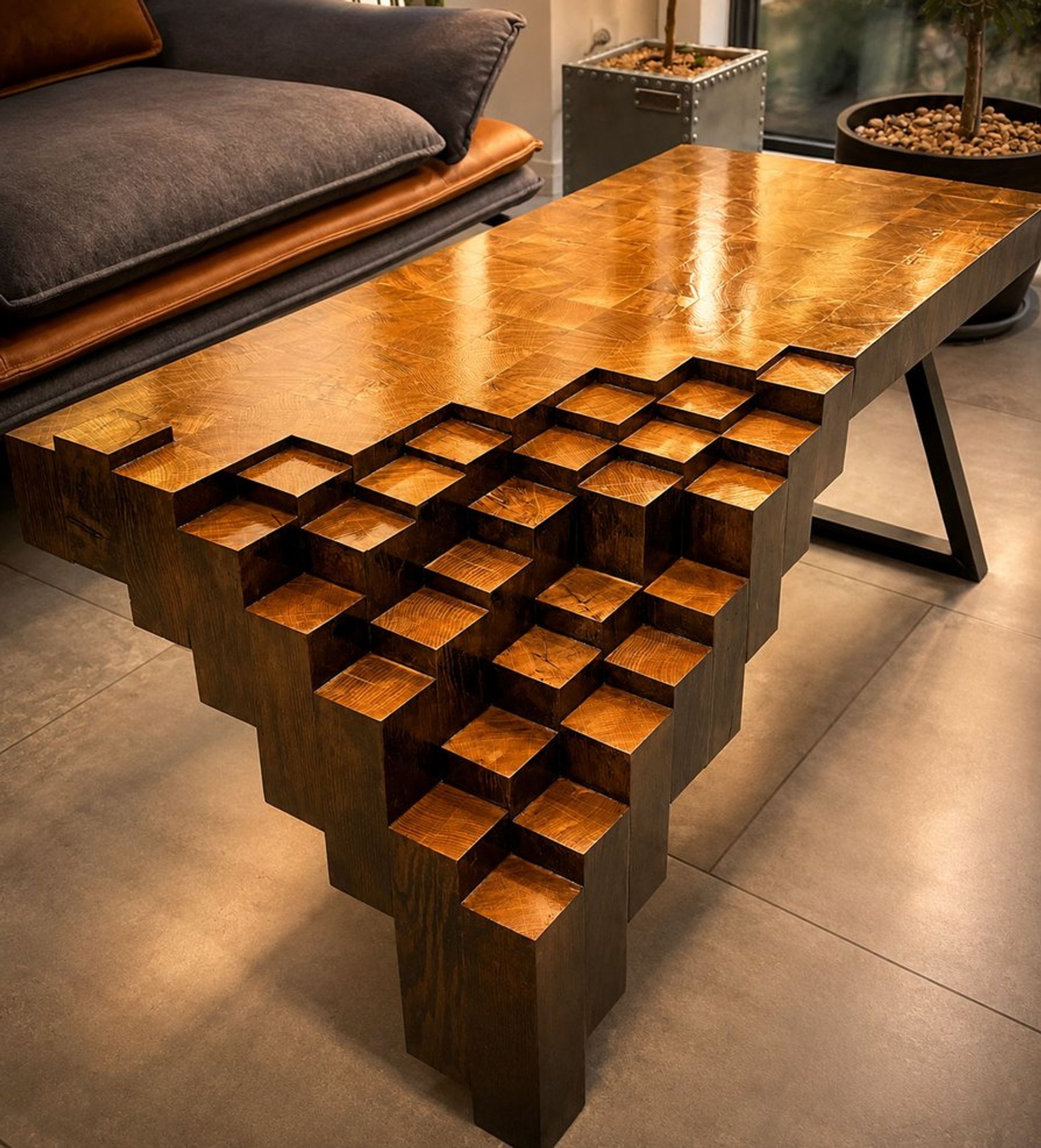 Table basse « Cubes », chêne massif