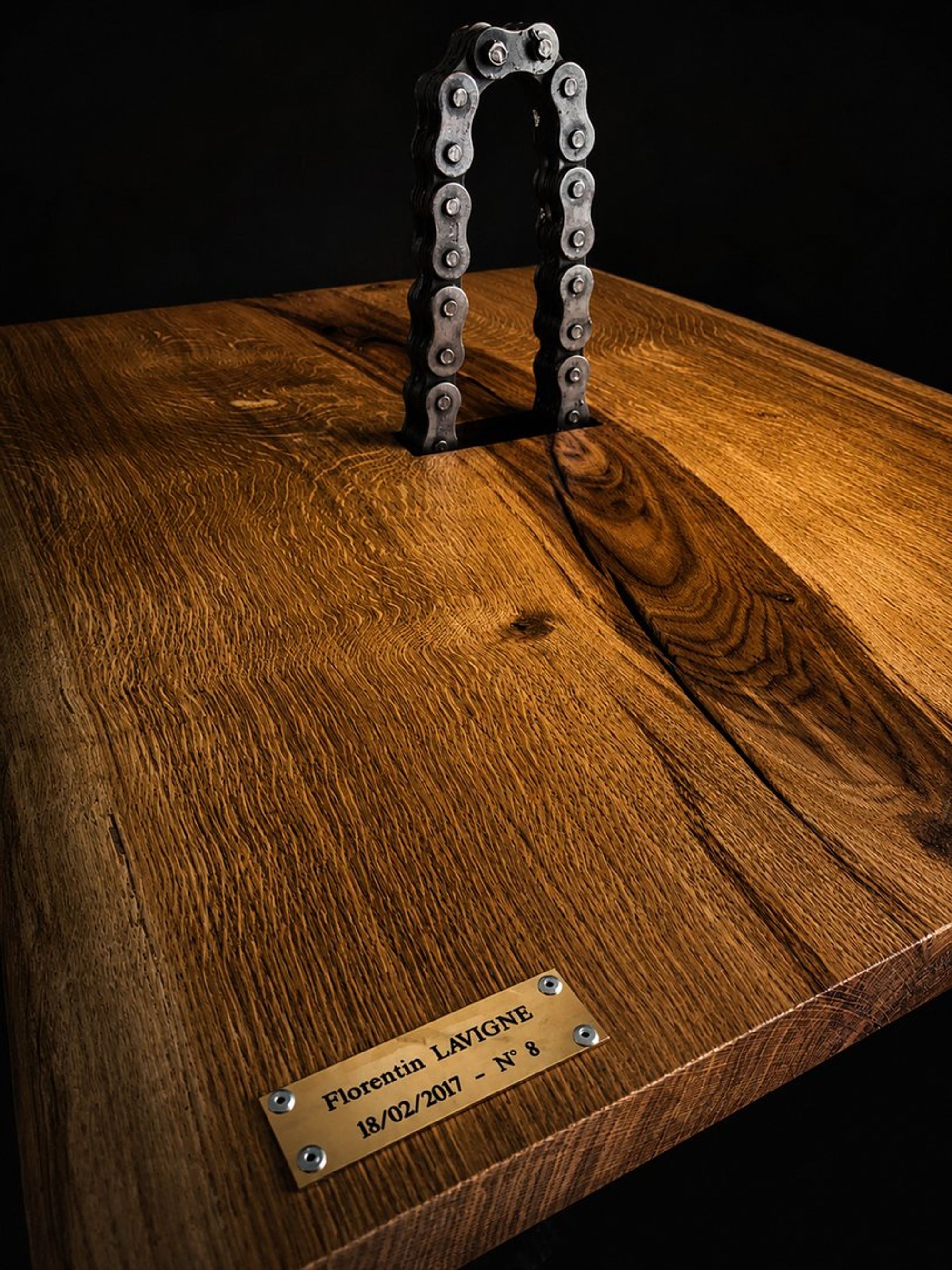 Table basse « Zip », chêne et laiton – vue 4