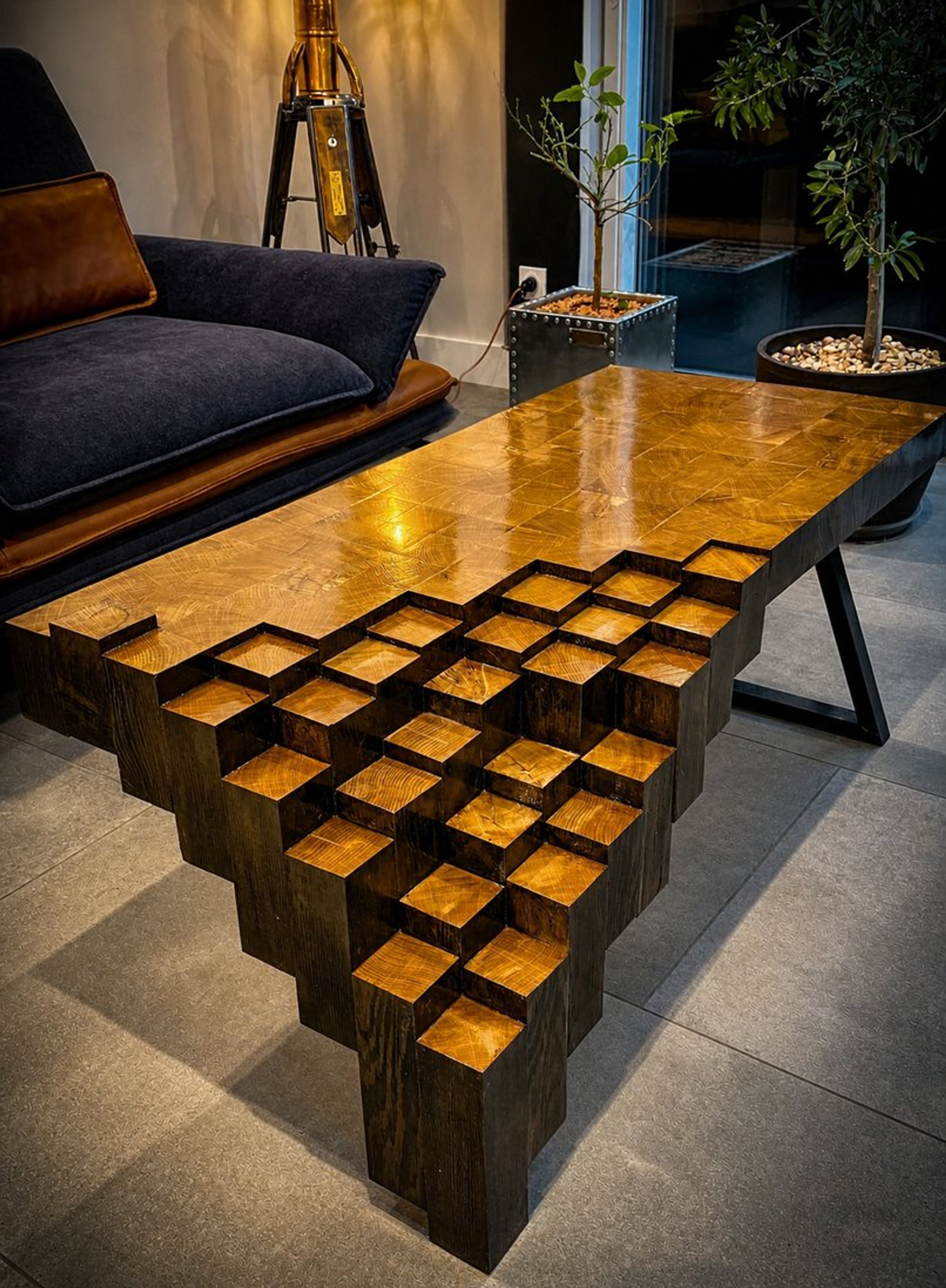 Table basse « Cubes », chêne massif – vue 5