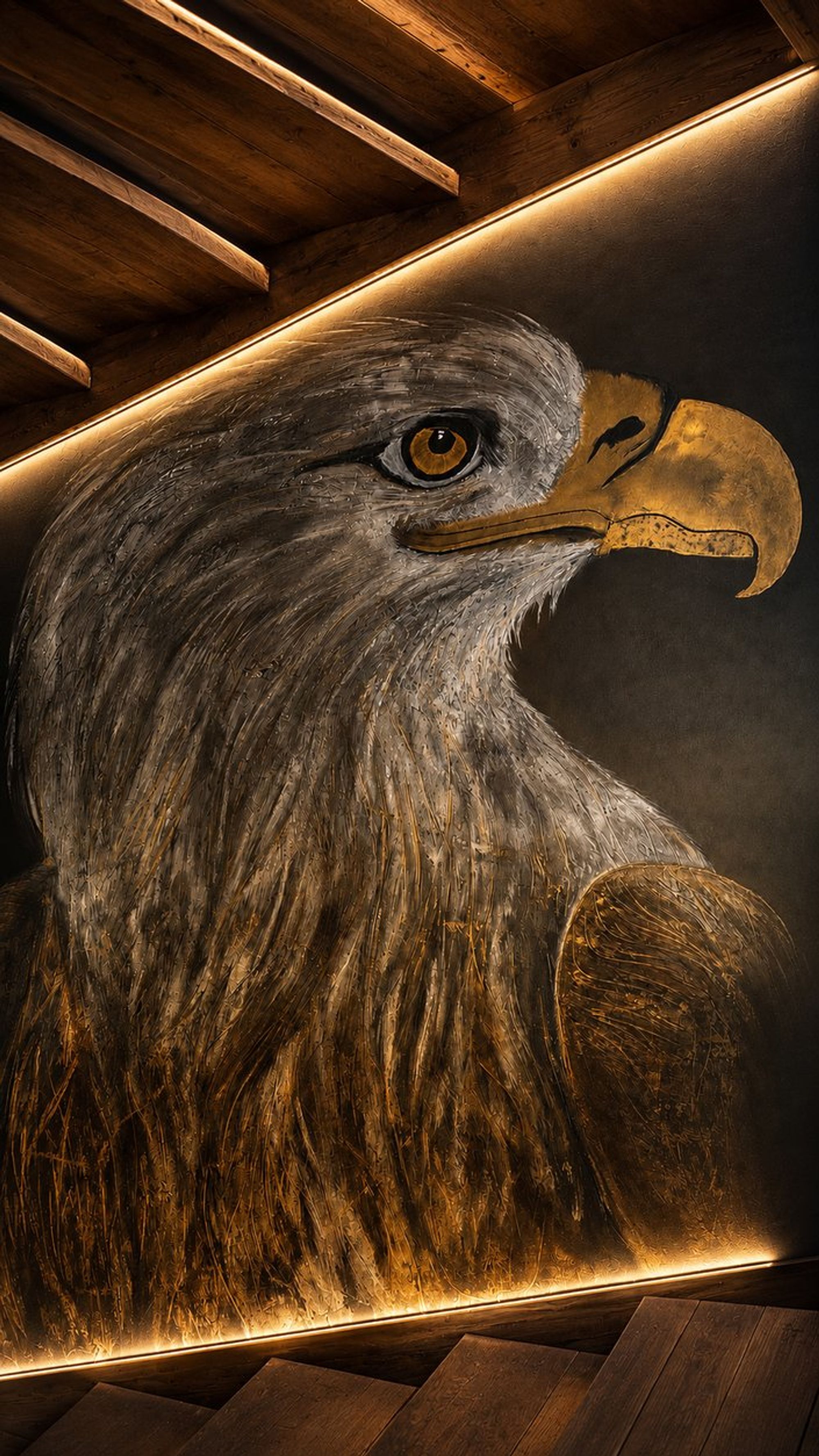 Chalet Aquila, Serre-Chevalier : peinture murale d’un aigle – vue 2