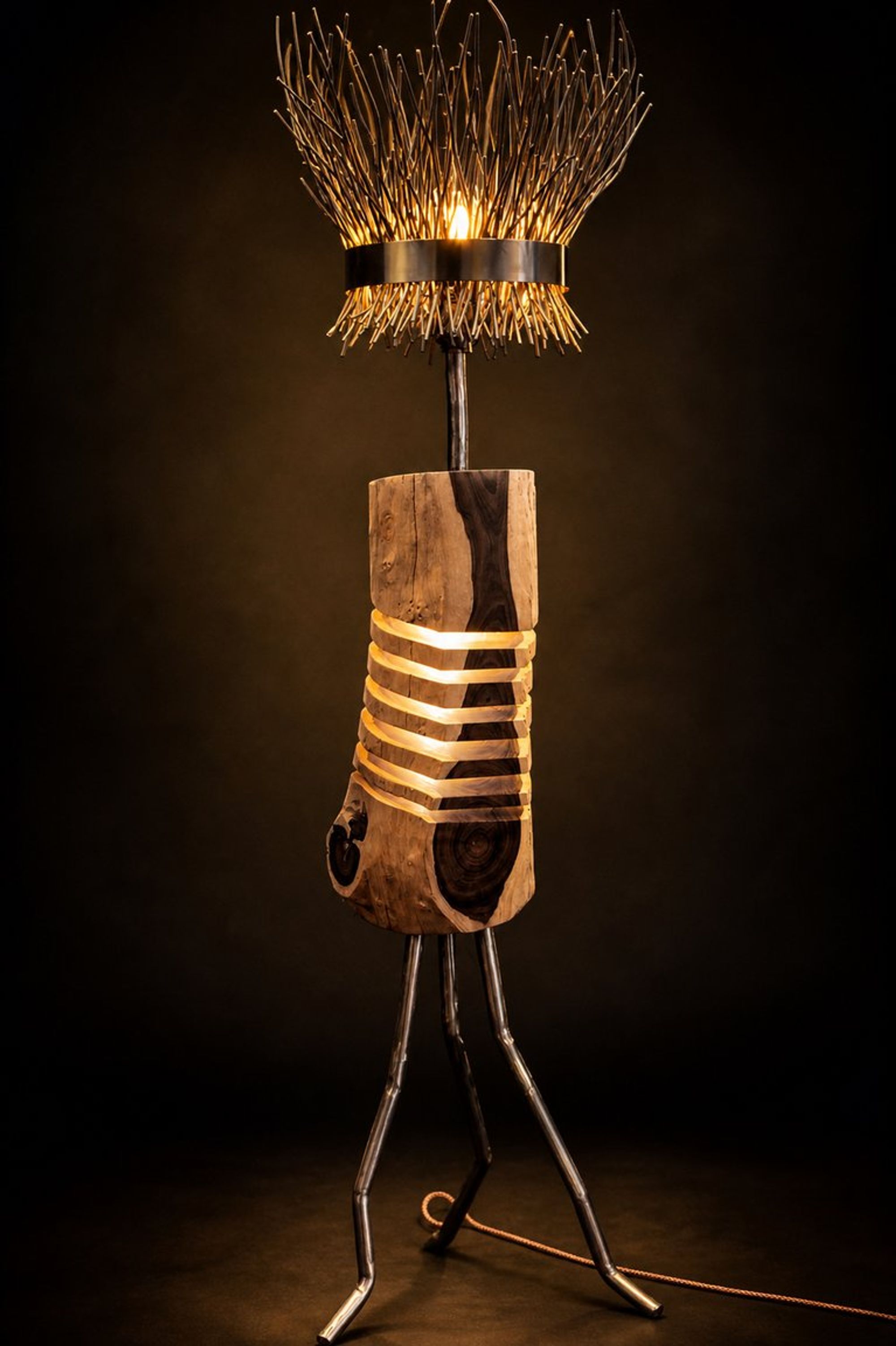 Luminaire, pièce unique en laiton et métal – vue 4