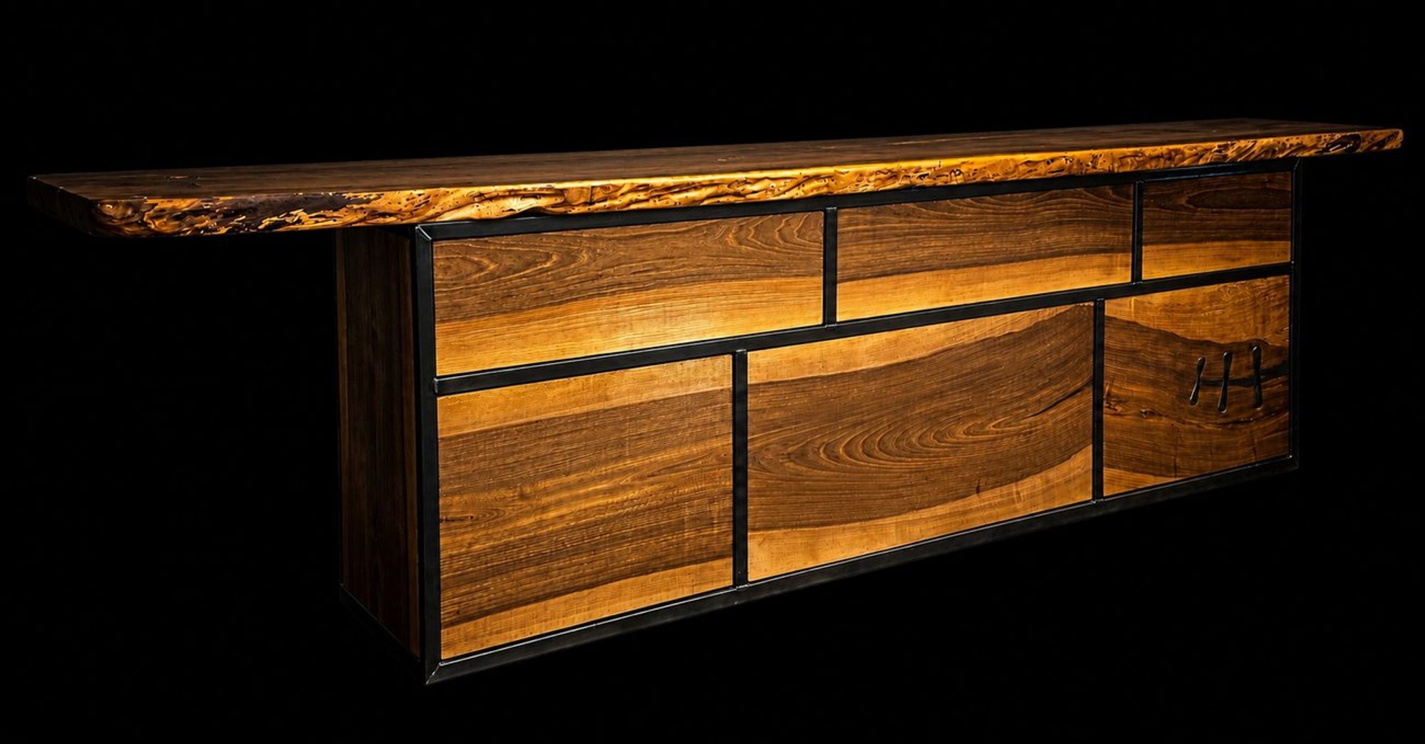 Console, bois brut