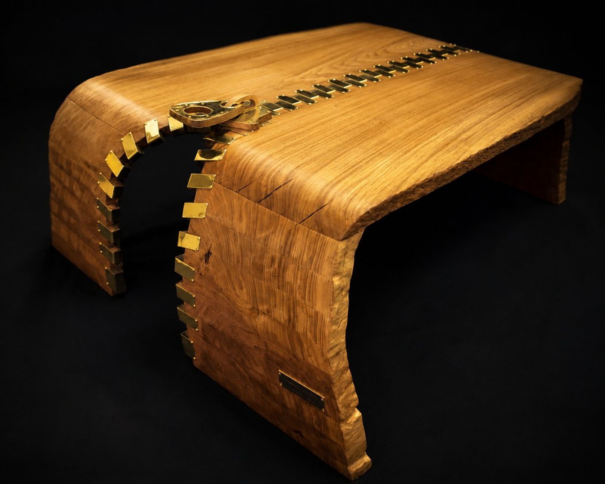 Table basse « Zip », chêne et laiton – vue 2