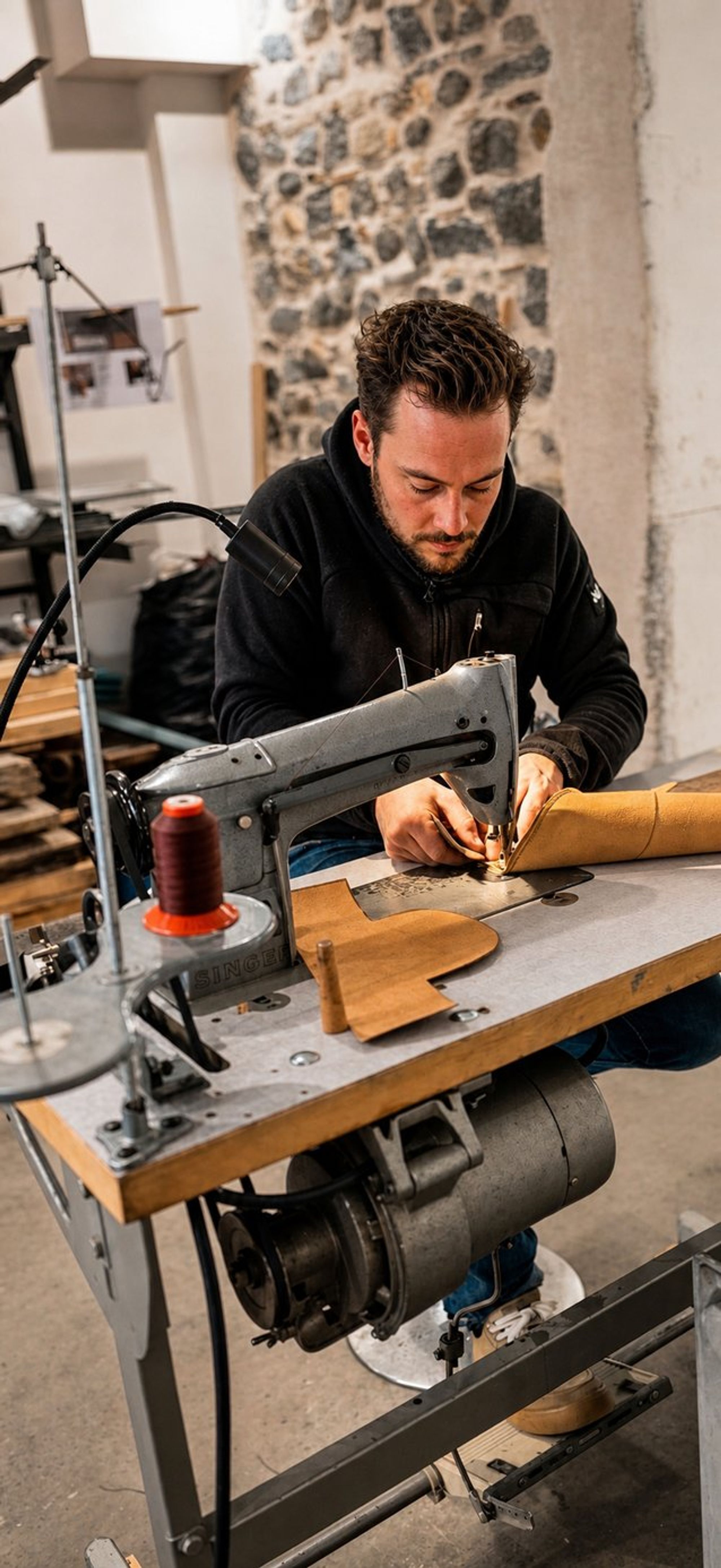 Couture cuir à la machine