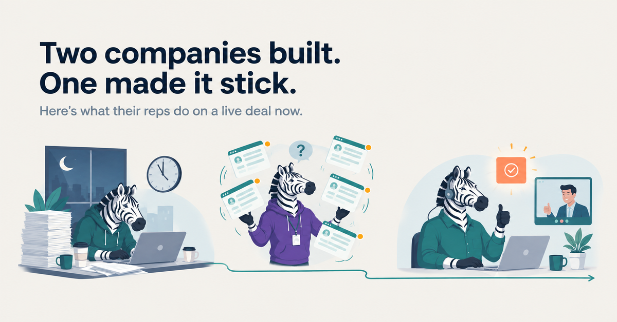 Two companies built. One made it stick. Here's what their reps do on a live deal now.