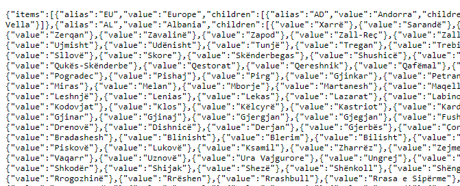 This is an example of a JSON flat file taxonomy
