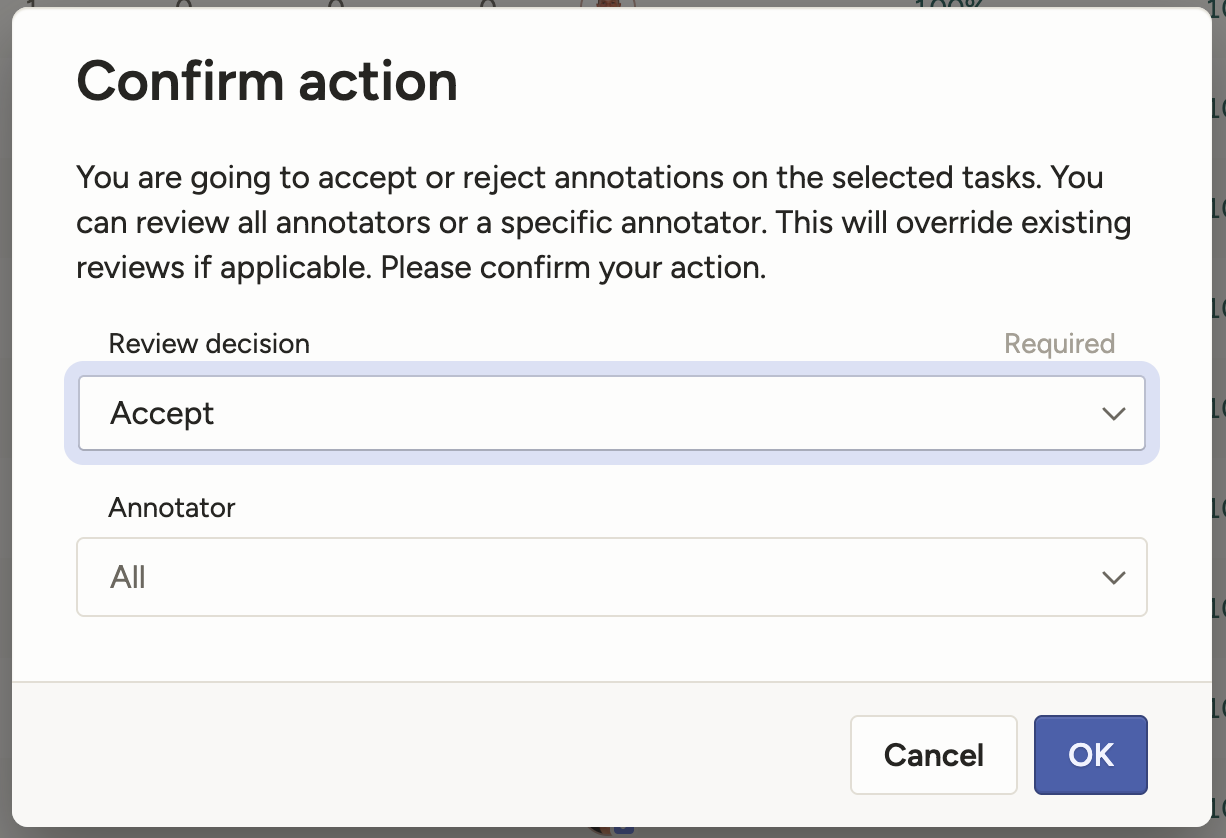 Bulk review selected annotations