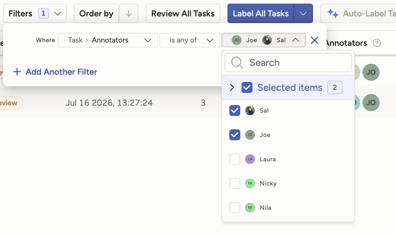 Filter by Multiple Annotators and Reviewers 