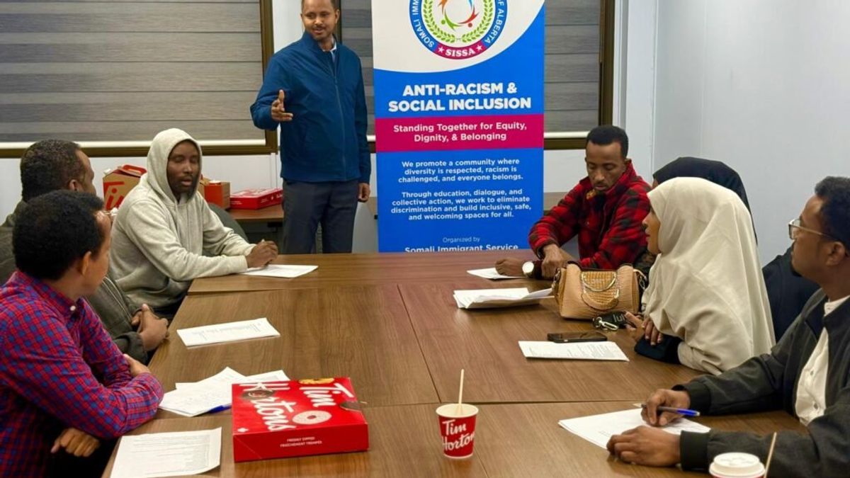 Participants seated together during a SISSA Anti-Racism Community Session in Edmonton, April 2026.