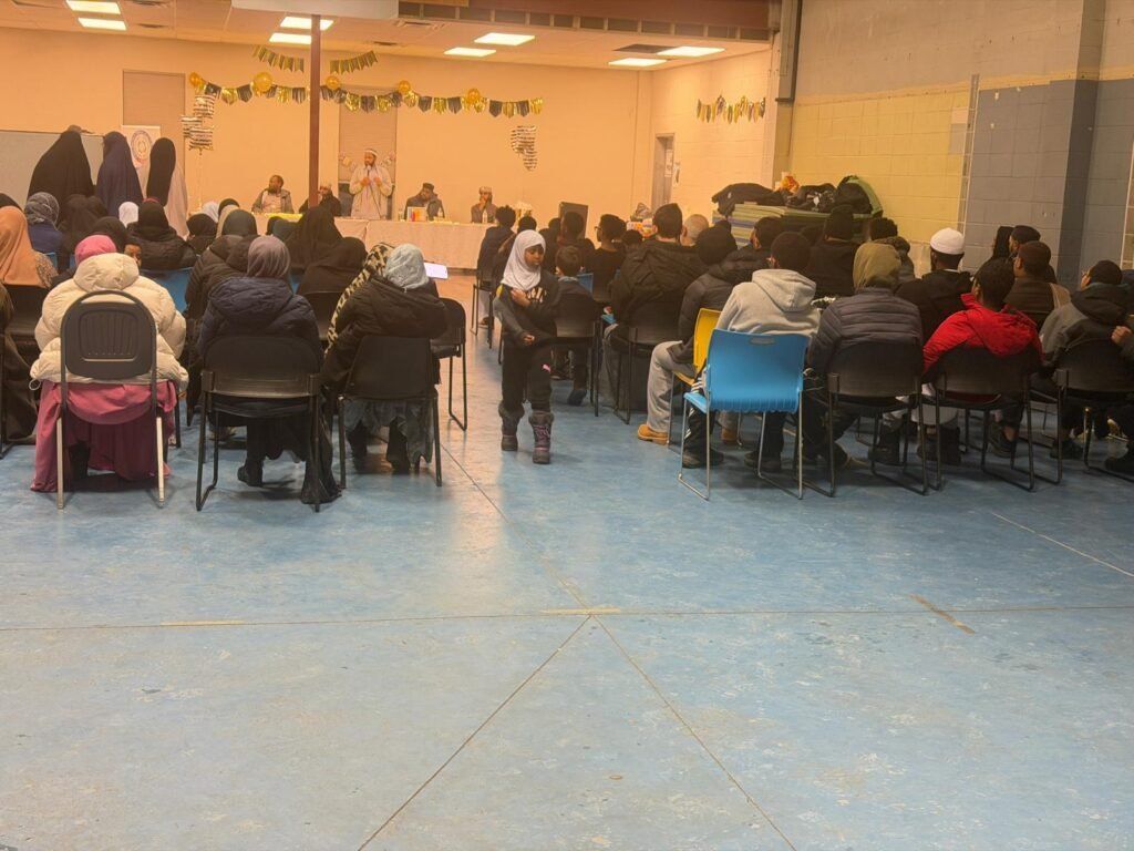 Newcomer families attending SISSA's Immigrant Winter Safety event in Edmonton.