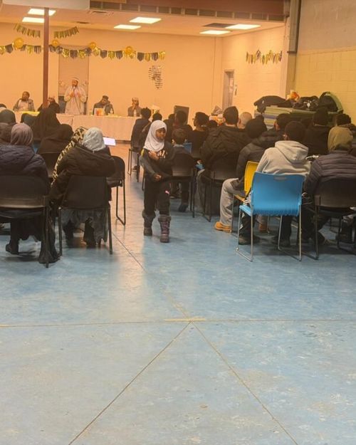 Newcomer families attending SISSA's Immigrant Winter Safety event in Edmonton.