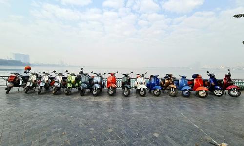 Our Vespas in an event