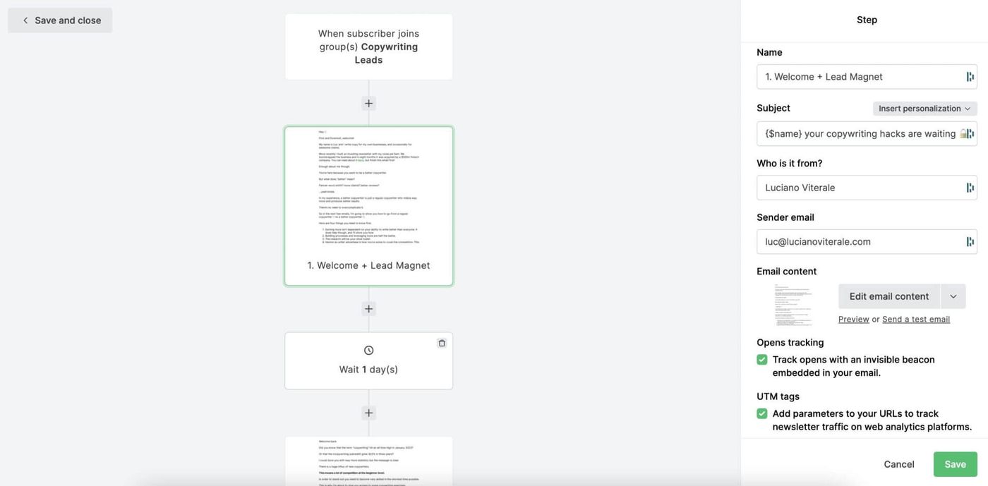 mailerlite automation editor