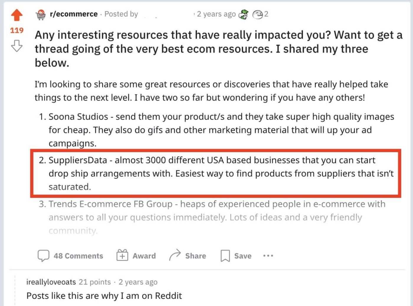 suppliersdata reddit post
