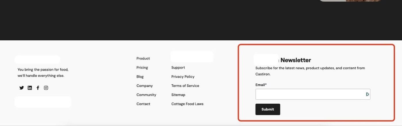 bad example of a newsletter collection form