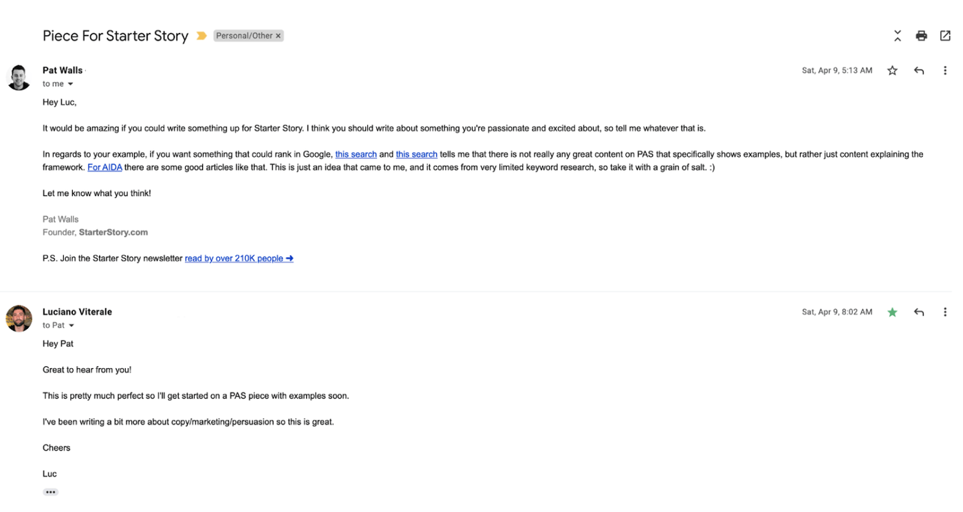email to pat