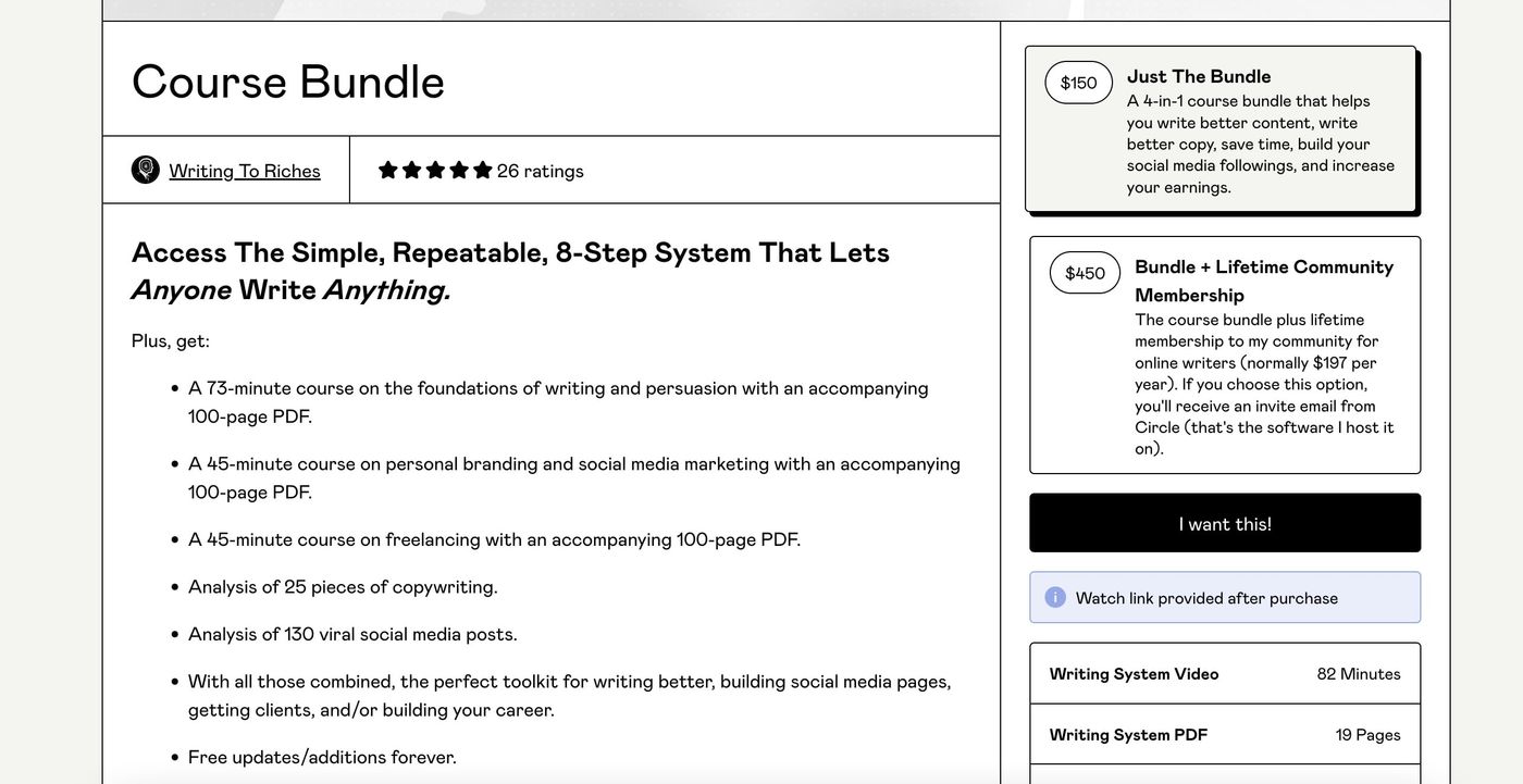 writing to riches course bundle
