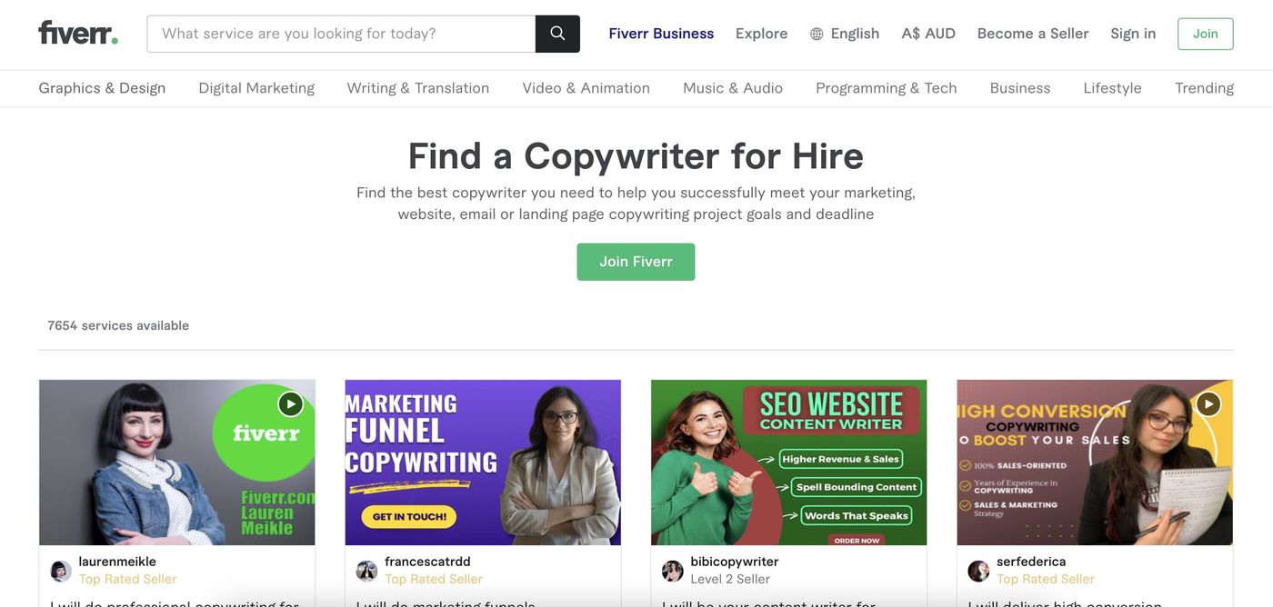 fiverr copywriters for hire