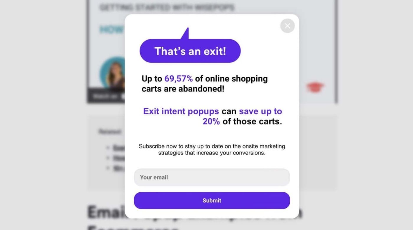 exit intent popup