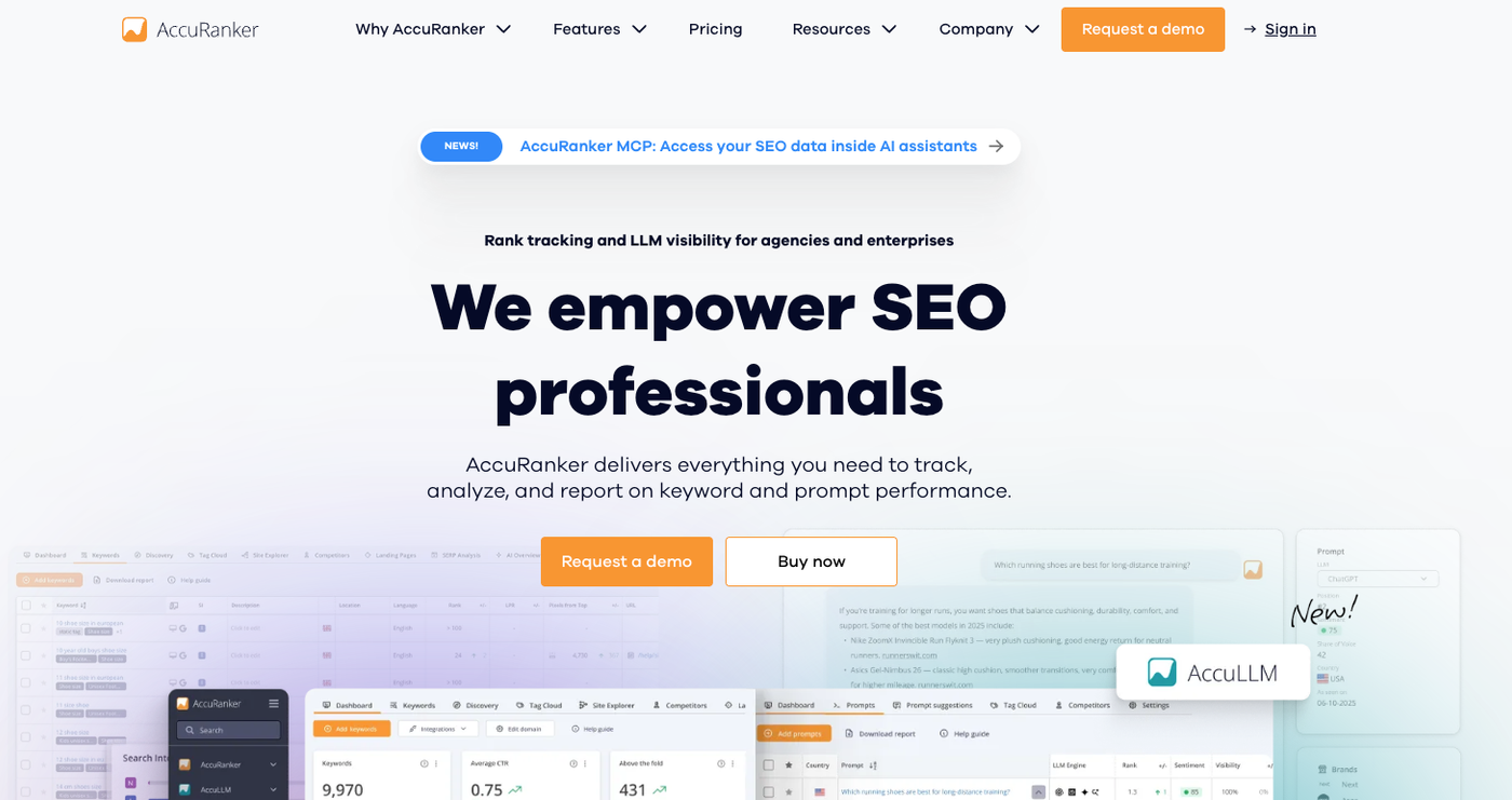 Accuranker homepage