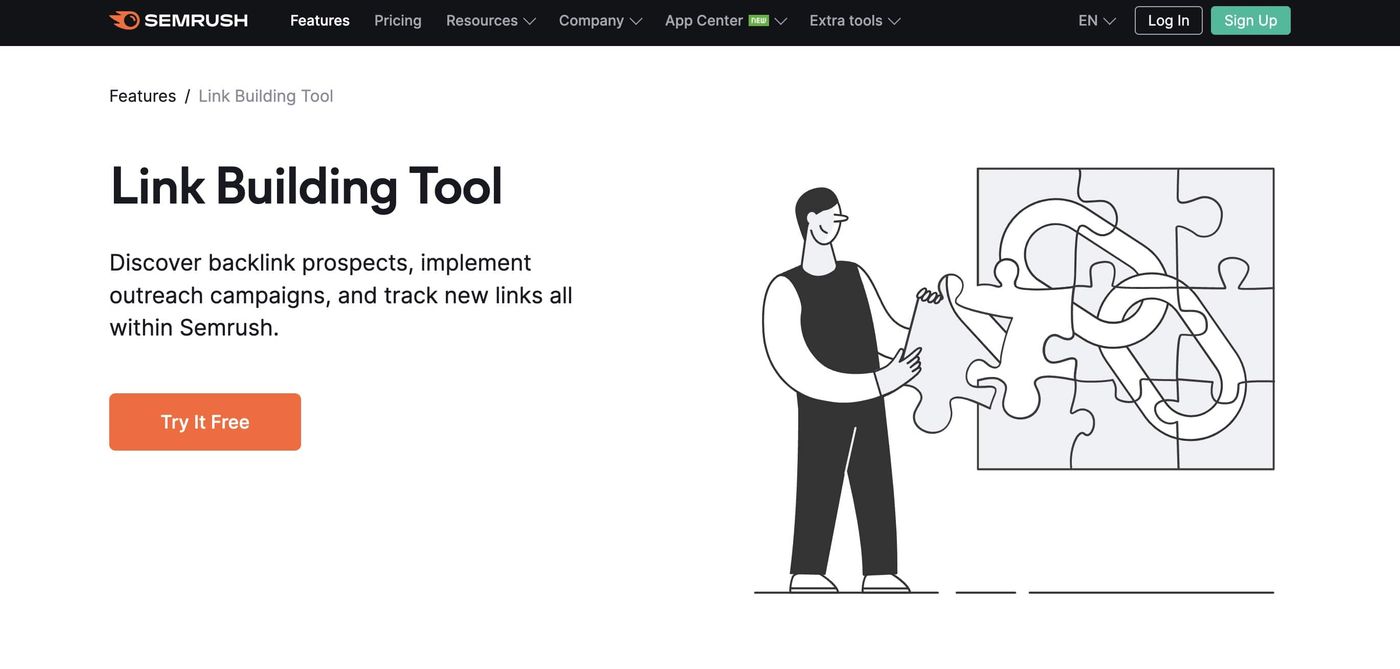Semrush link building tool
