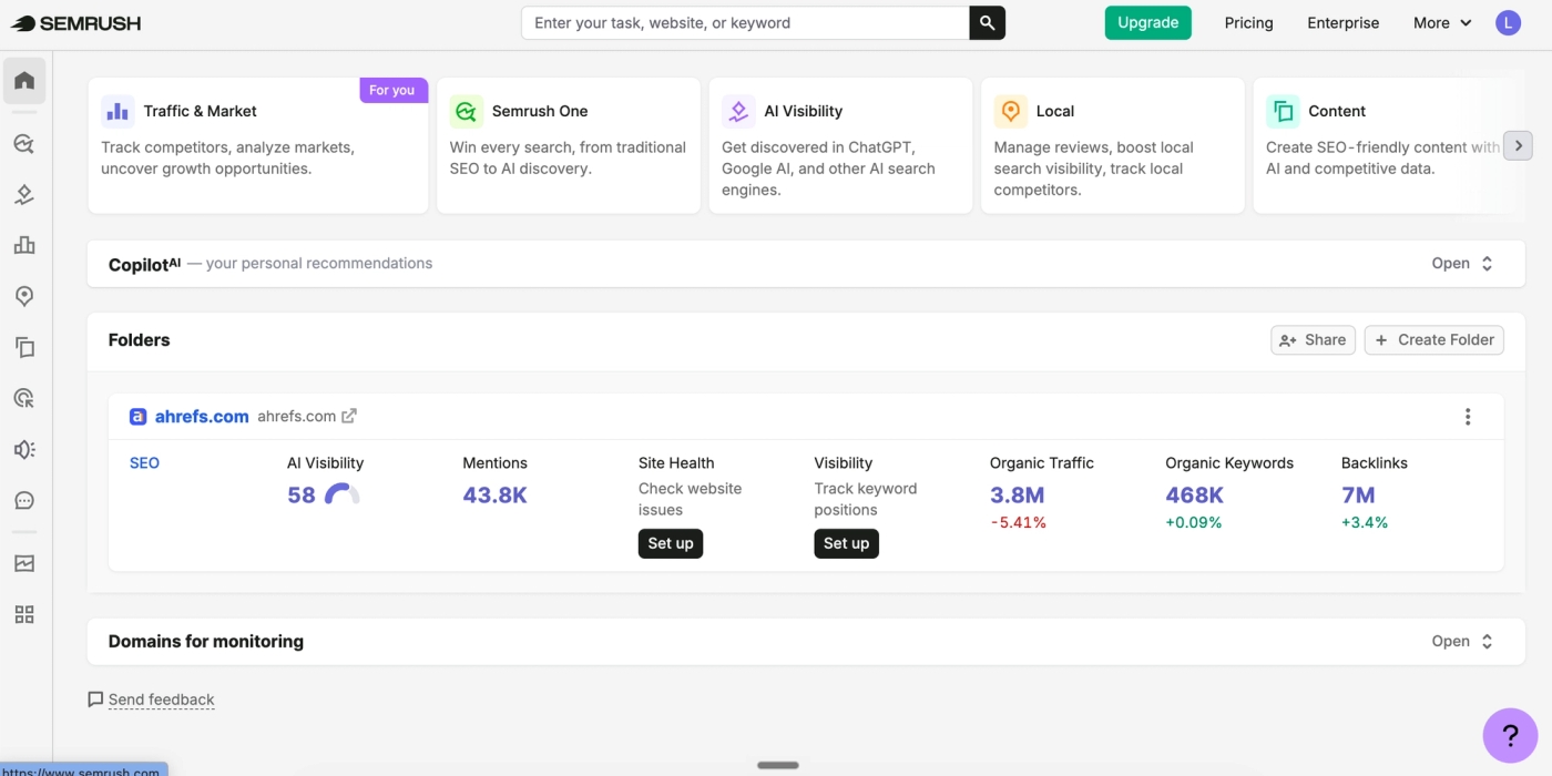 semrush dashboard