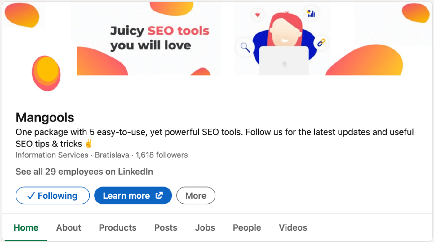 Mangools LinkedIn Profile