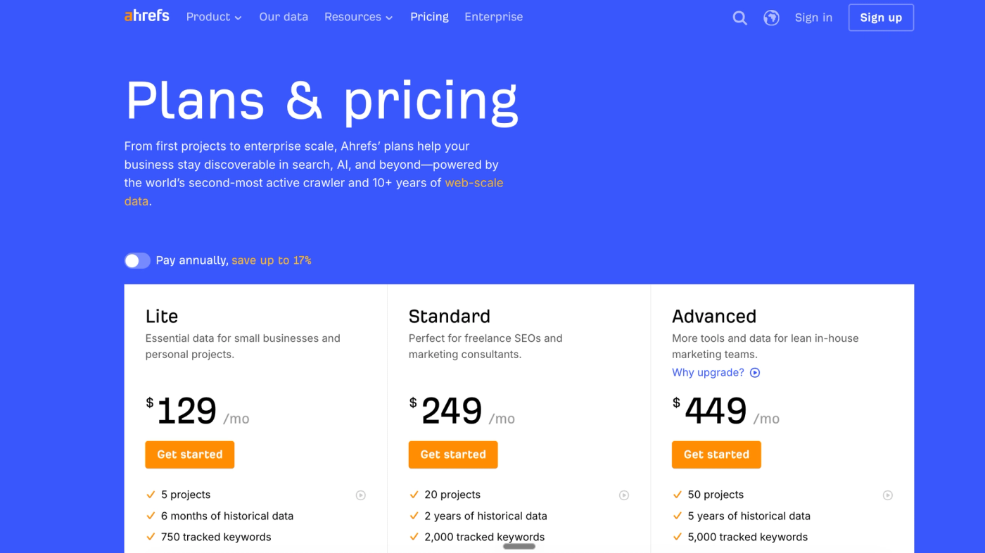 ahrefs pricing