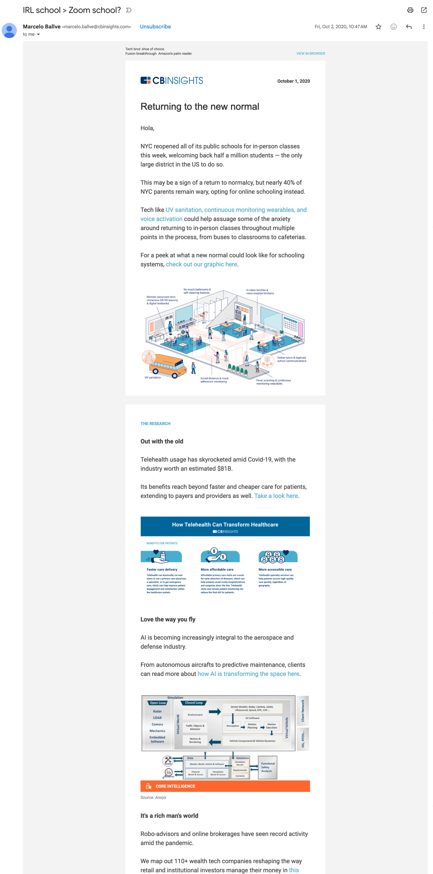 Example: CB Insights IRL School > Zoom email