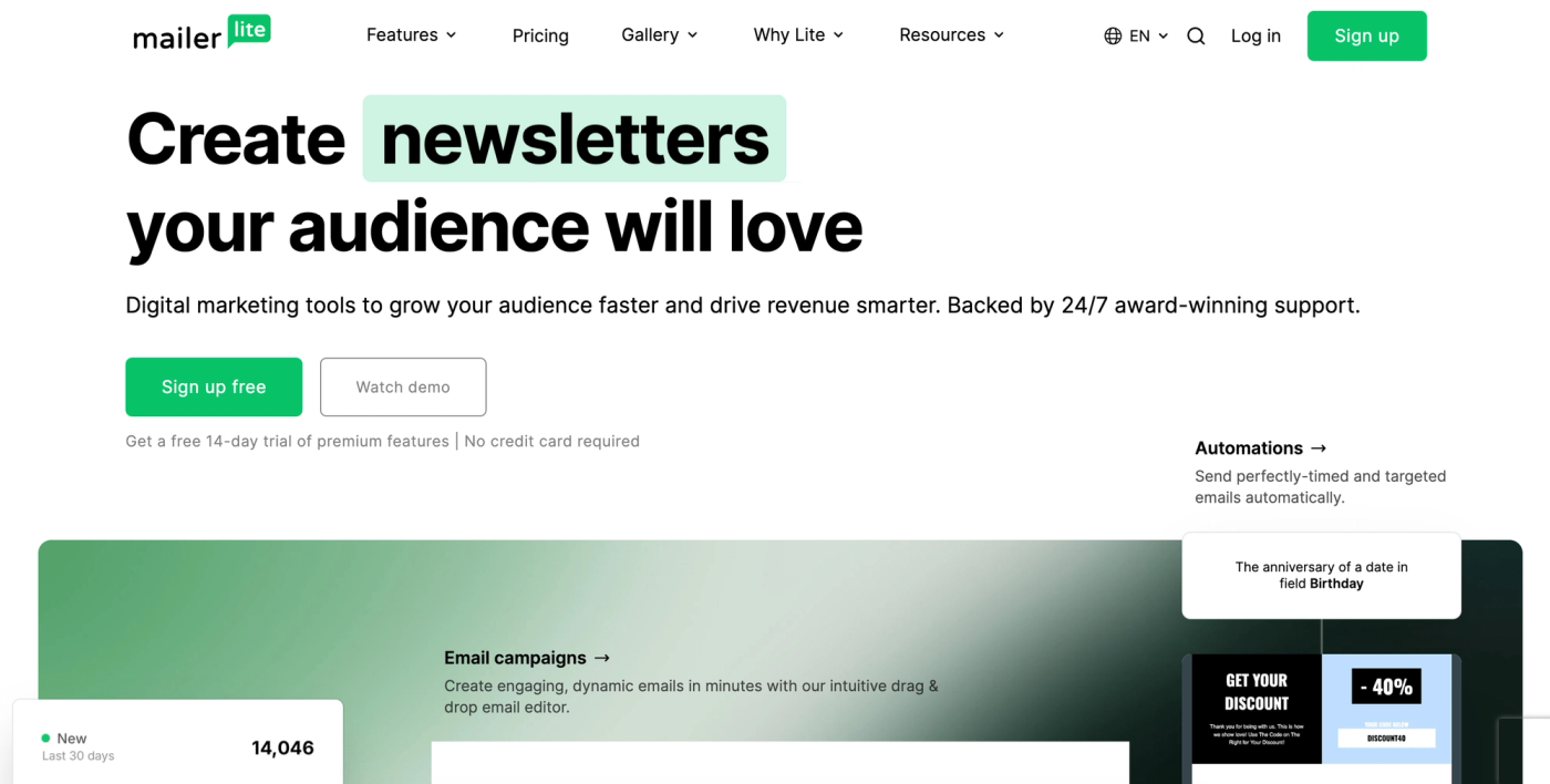 home mailerlite update