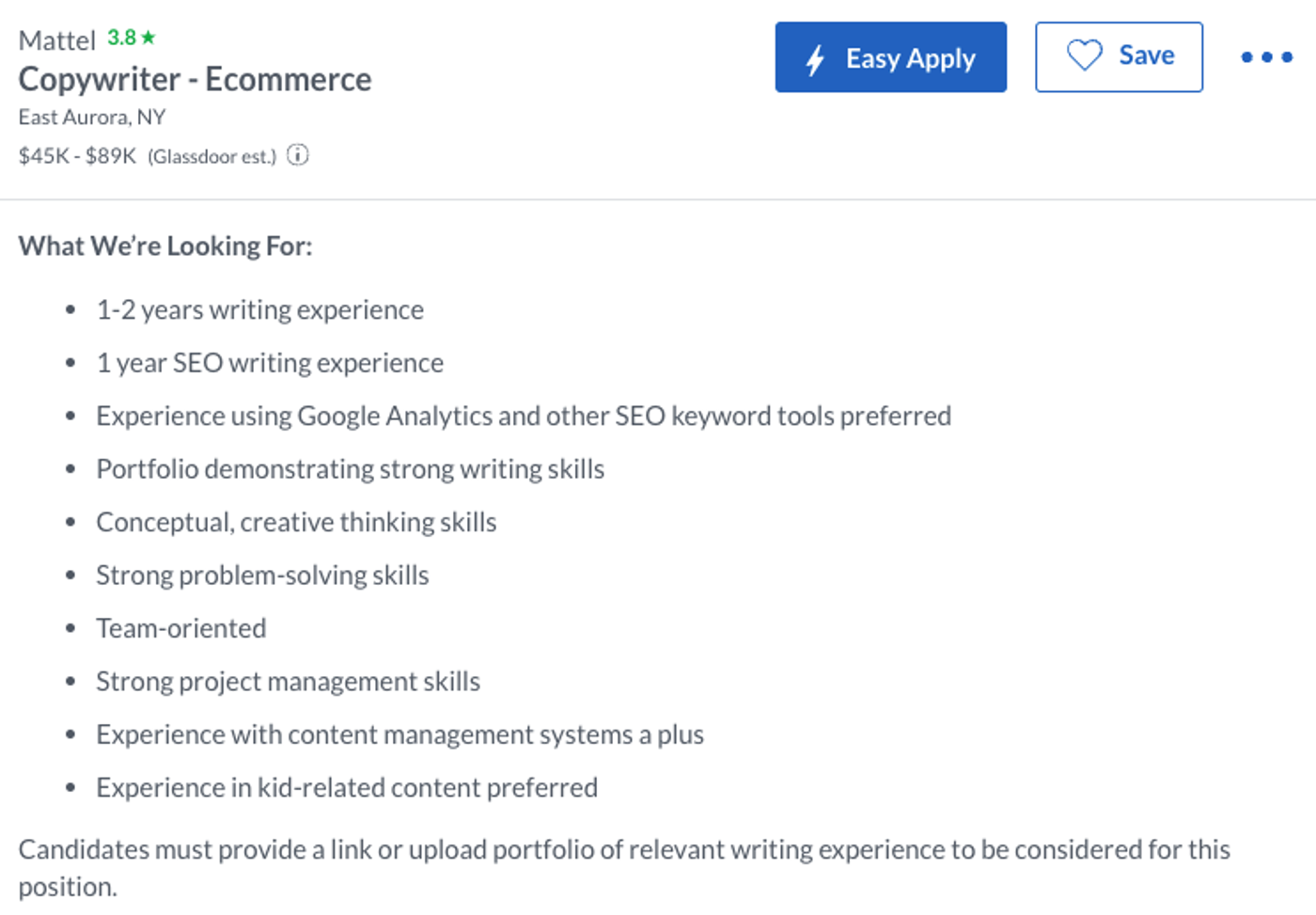 eCommerce Copywriter JD