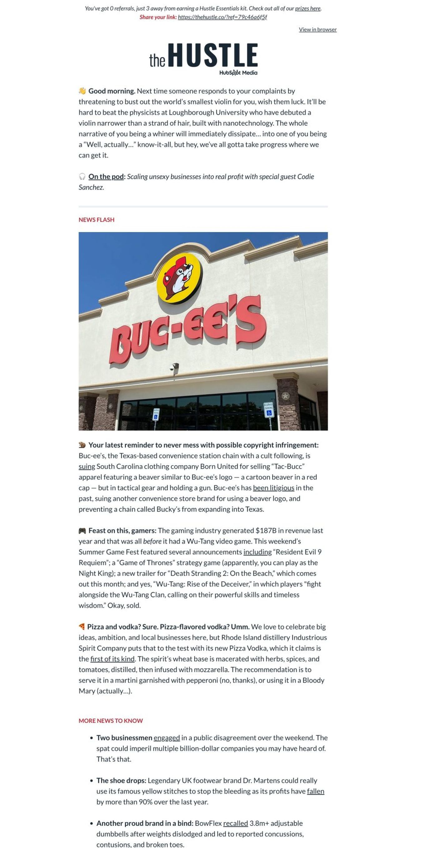 Example: The Hustle emails on business predictions.