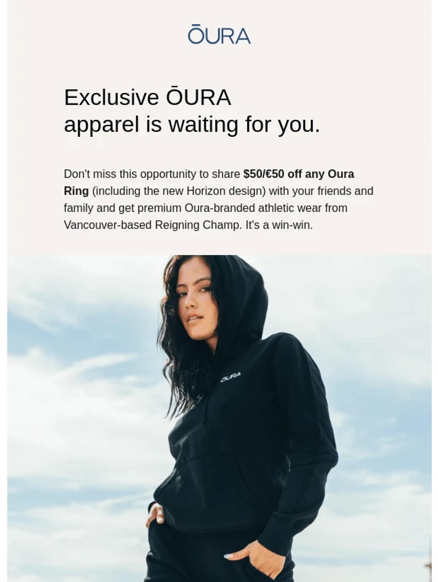 Example: Oura Ring activation email offering discounts.