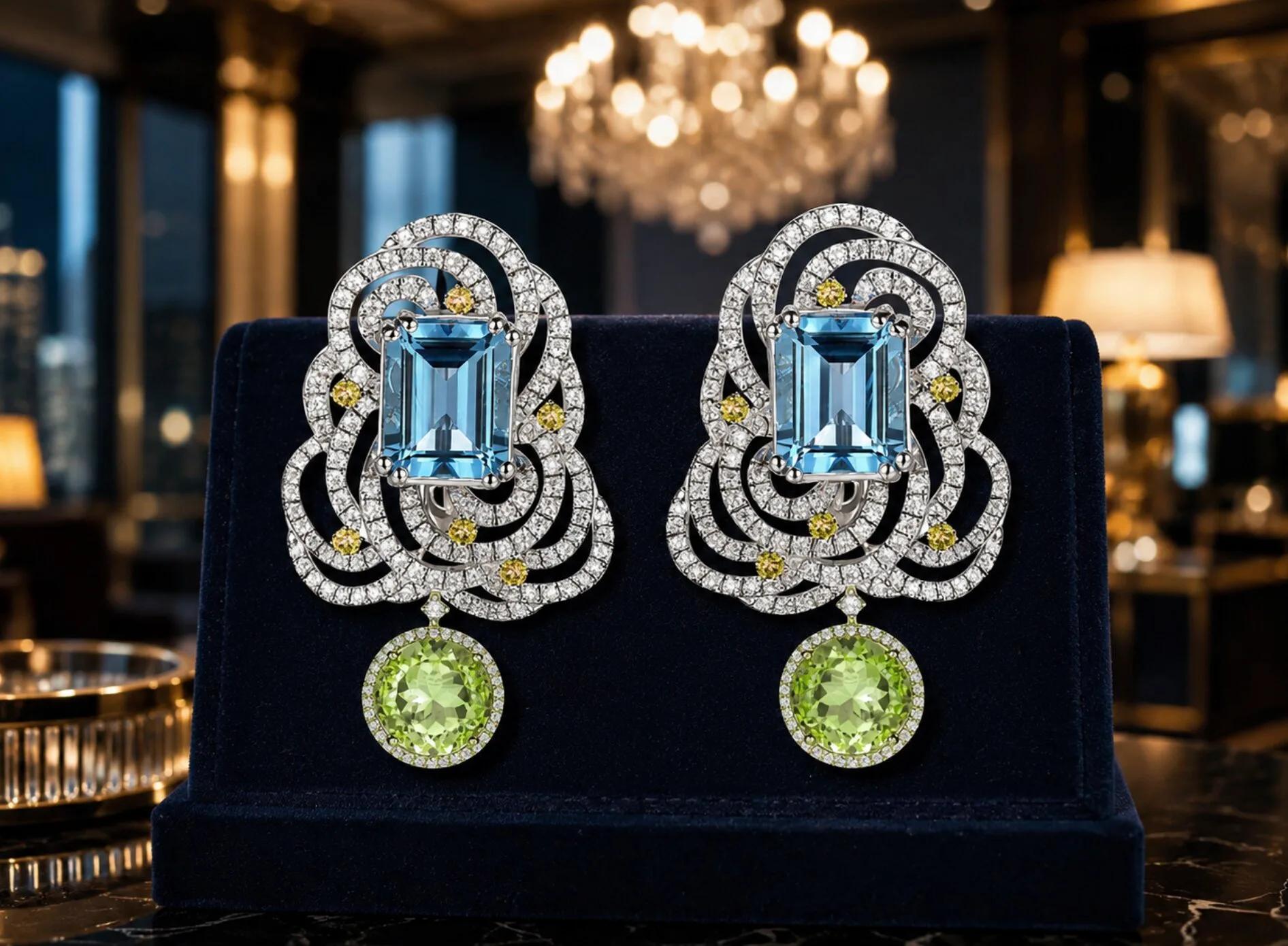 The Aqua & Demantoid Earrings
