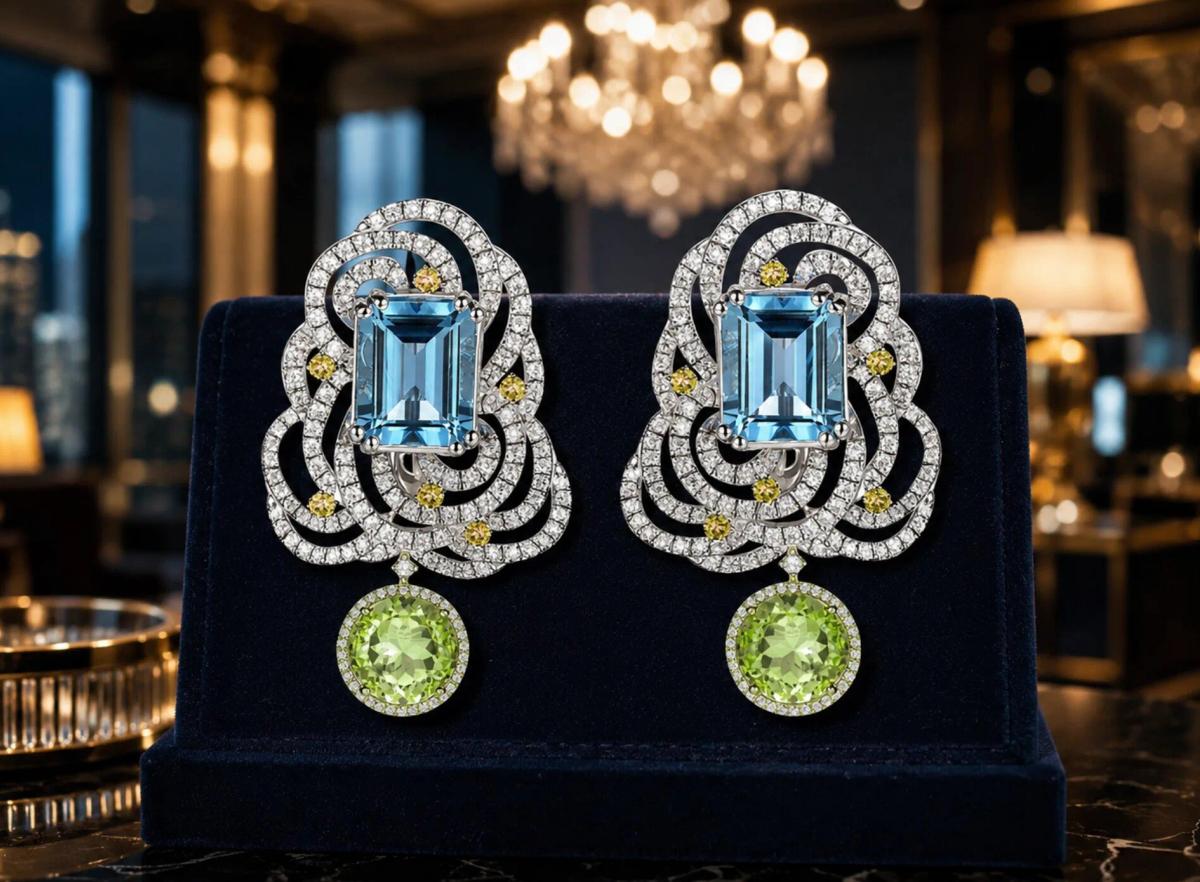 The Aqua & Demantoid Earrings