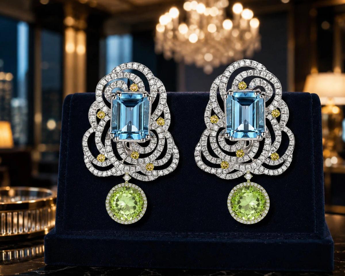 The Aqua & Demantoid Earrings