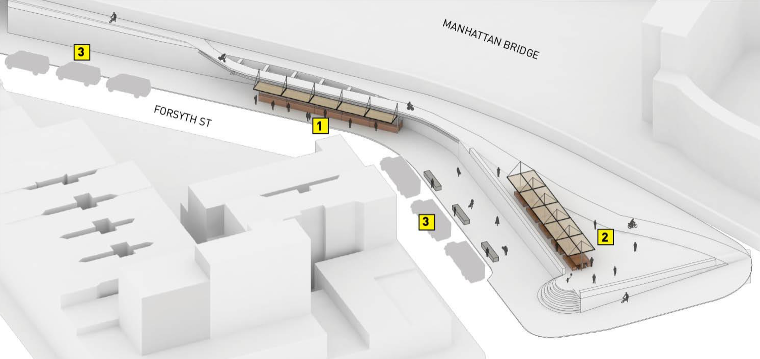 Manhattan Bridge covered market design projection