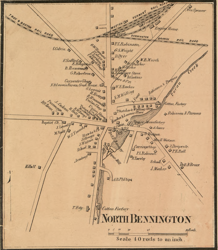 map of north bennington, Vermont in 1856