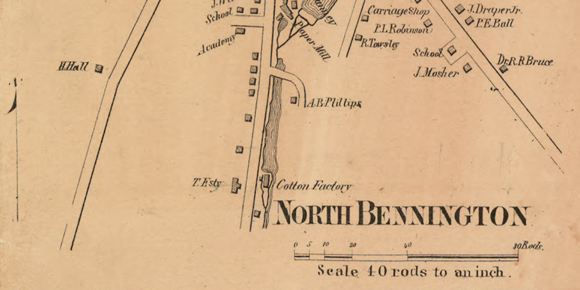 map of north bennington, Vermont in 1856