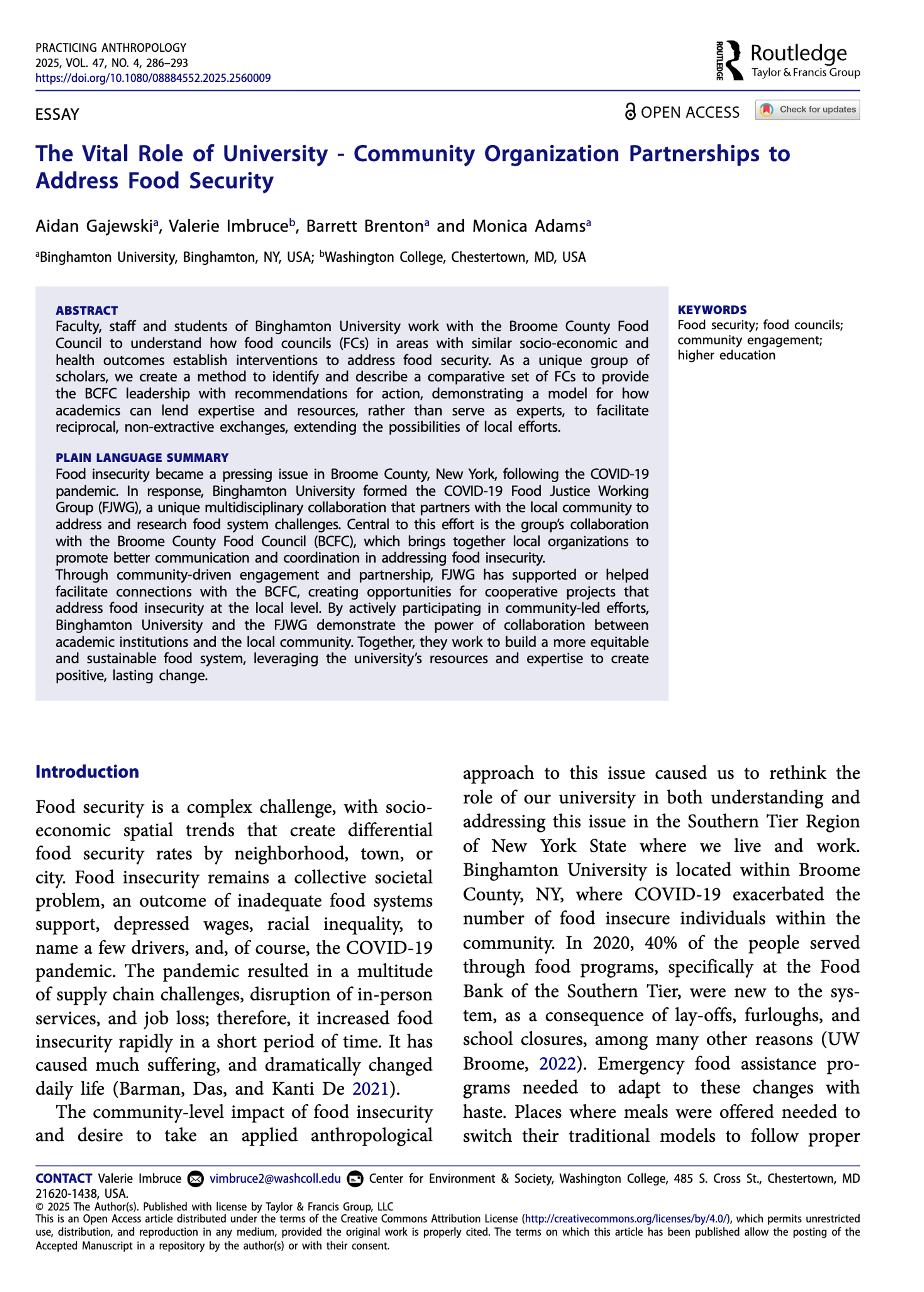 Cover page of article