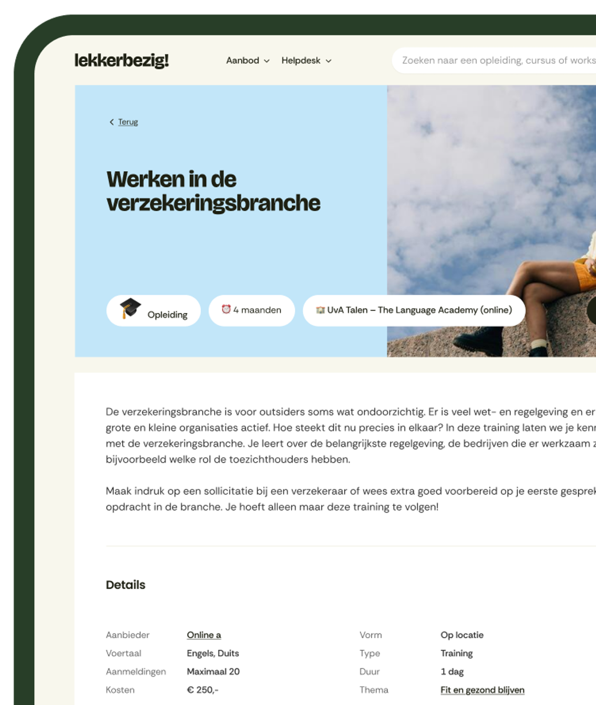 Het aanbod, zoals een medewerker het ziet