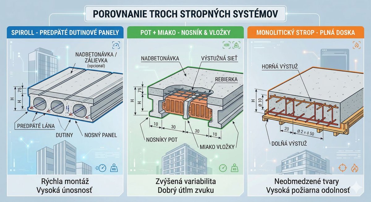 Porovnanie stropných systémov