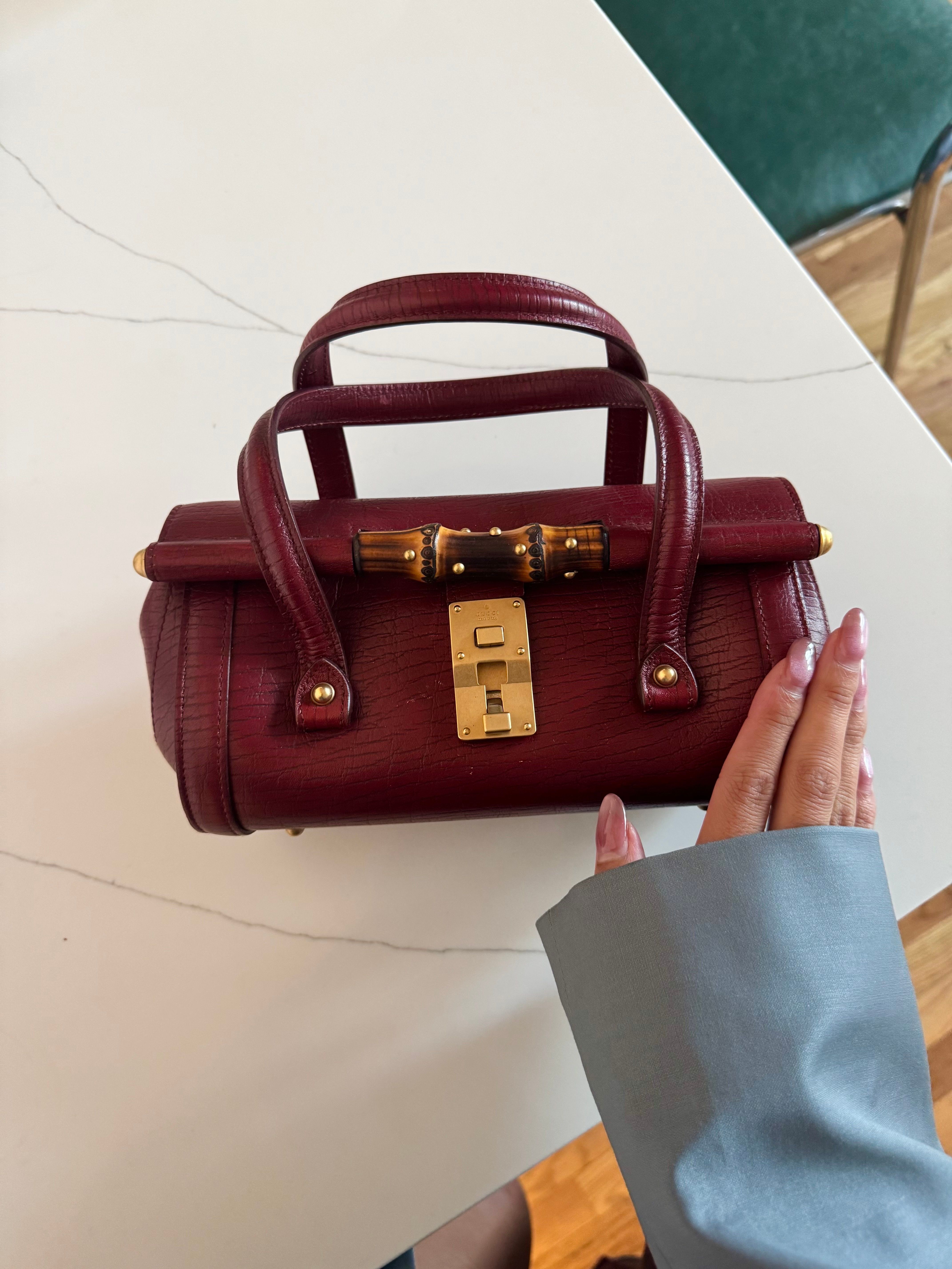 Gucci Black Leather Bamboo Handle Bag – Vothe Archive Gucci 