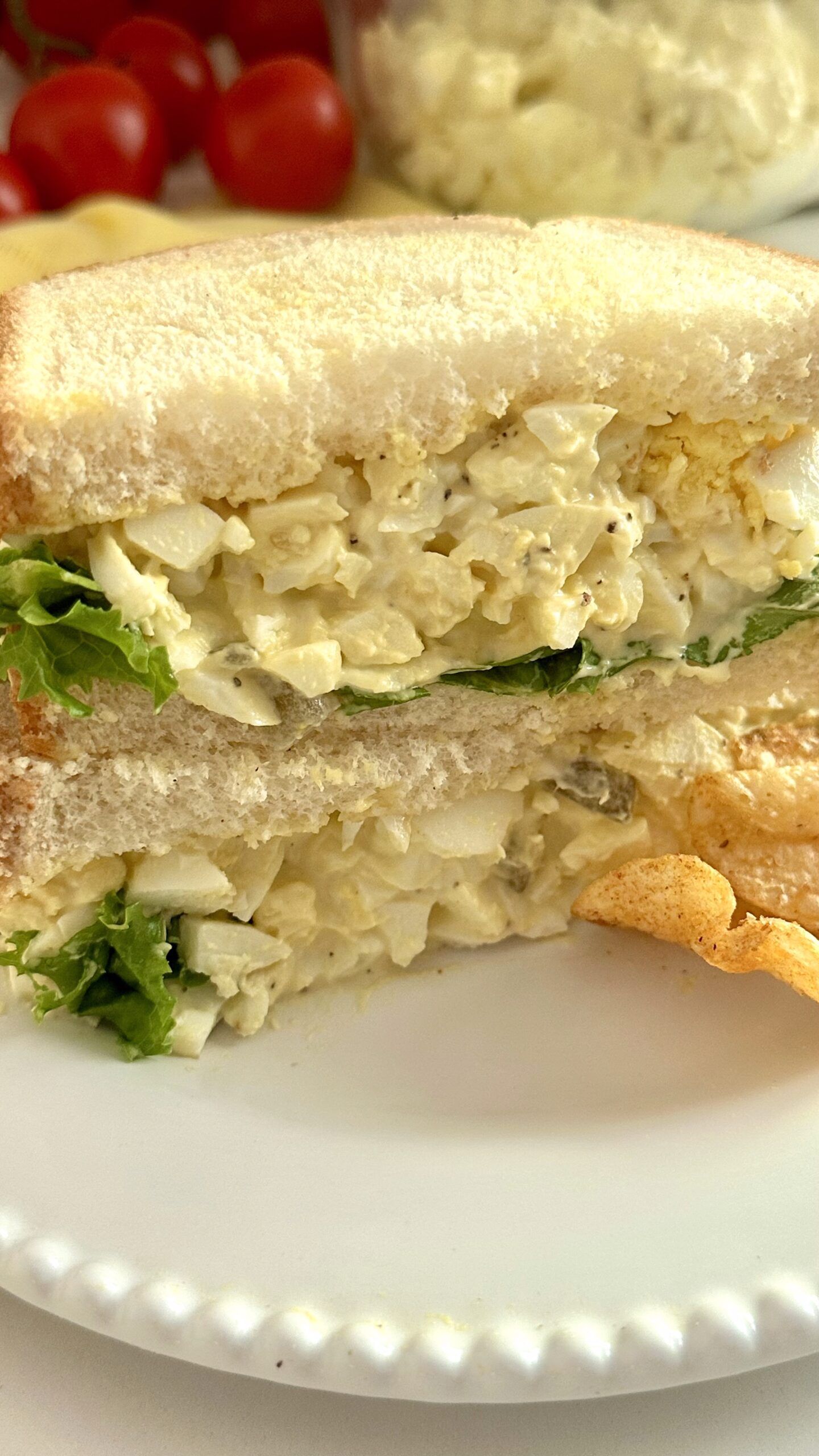 Southern egg salad sandwiches made with creamy chopped egg salad and soft white bread