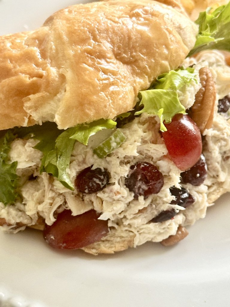 Southern chicken salad piled high on a buttery croissant