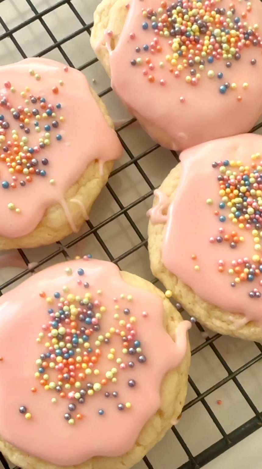 White cake mix cookies arranged for a spring celebration