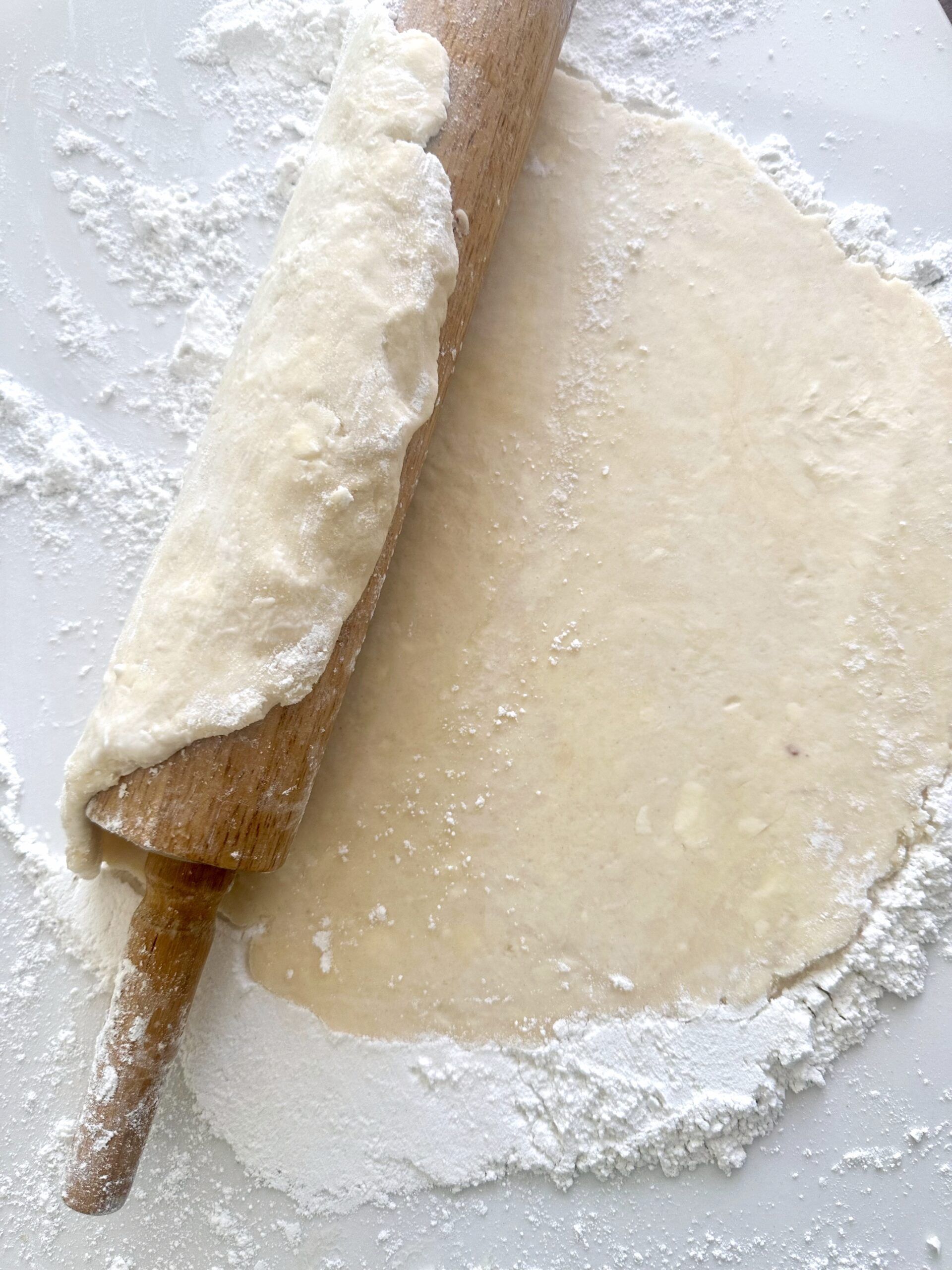 Homemade pie dough rolled into an even circle